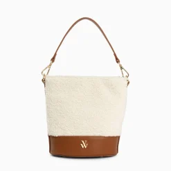 Sac Seau Milou Ivoire Et Camel En Faux Shearling