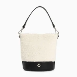 Sac Seau Milou Ivoire Et Noir En Faux Shearling