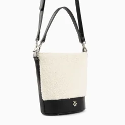 Sac Seau Milou Ivoire Et Noir En Faux Shearling