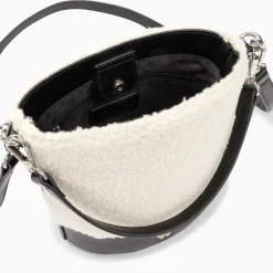 Sac Seau Milou Ivoire Et Noir En Faux Shearling