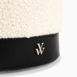 Sac Seau Milou Ivoire Et Noir En Faux Shearling