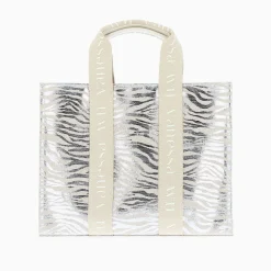 Sac Shopper Carolina Zebre Argent A Anses Beige