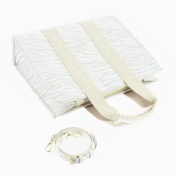 Sac Shopper Carolina Zebre Argent A Anses Beige