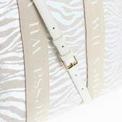 Sac Shopper Carolina Zebre Argent A Anses Beige