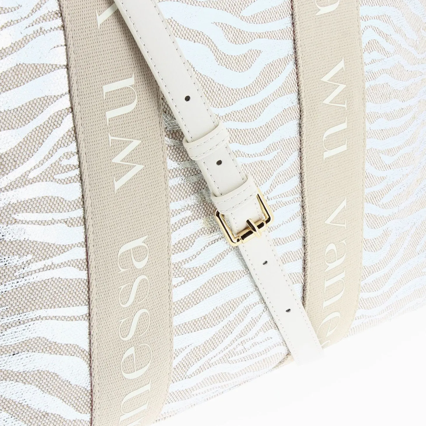 Sac Shopper Carolina Zebre Argent A Anses Beige