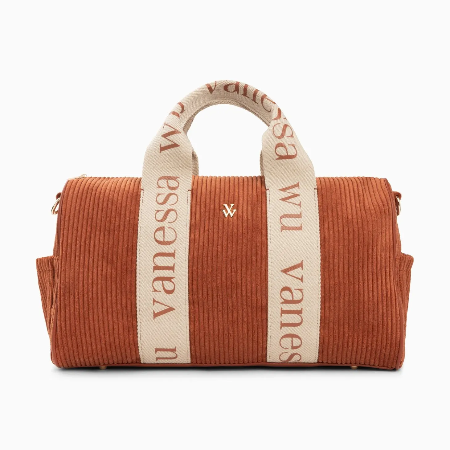 Sac Week-End Adrienne Brique En Velours Cotele
