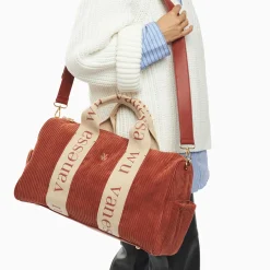 Sac Week-End Adrienne Brique En Velours Cotele