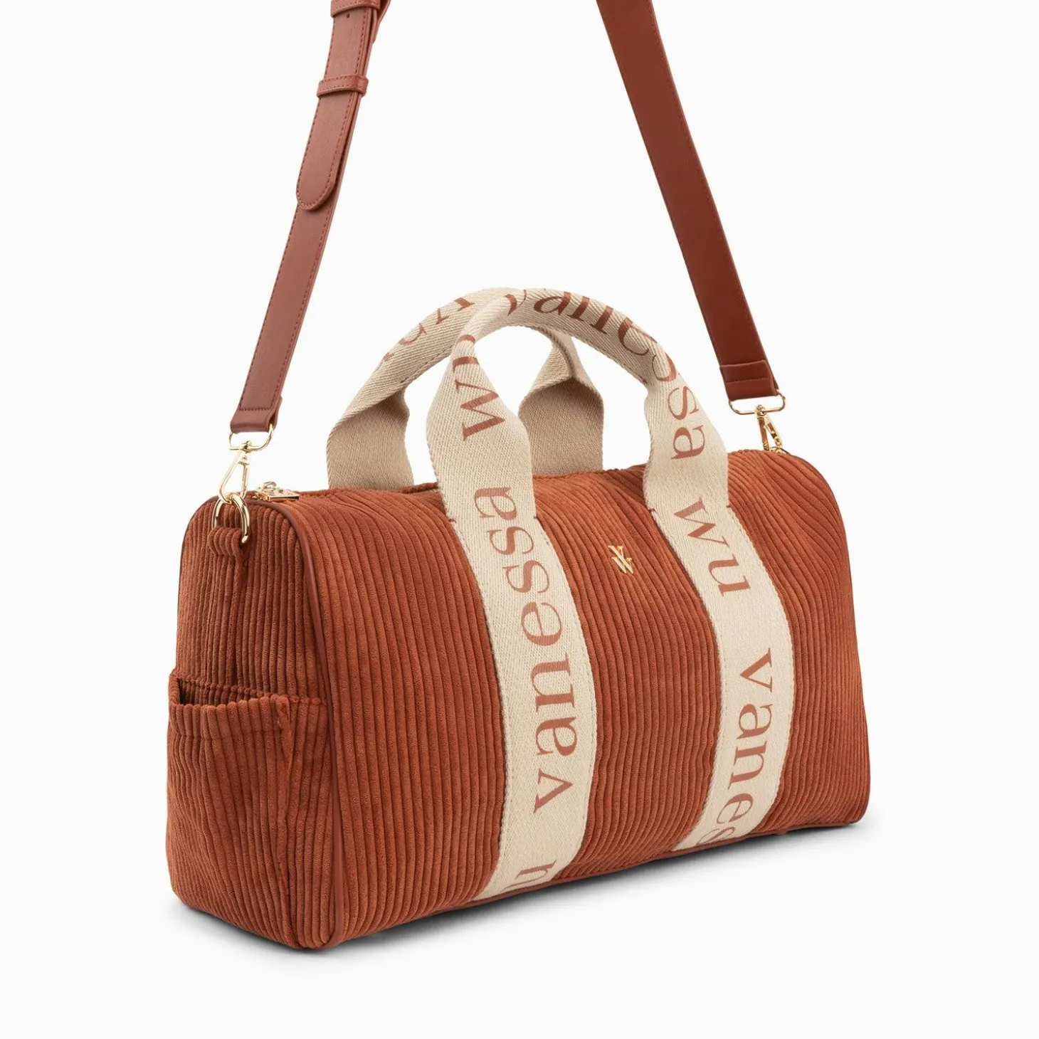 Sac Week-End Adrienne Brique En Velours Cotele