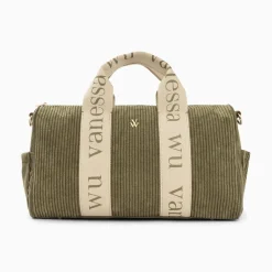 Sac Week-End Adrienne Kaki En Velours Cotele