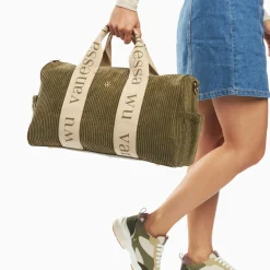 Sac Week-End Adrienne Kaki En Velours Cotele