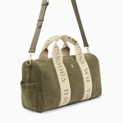 Sac Week-End Adrienne Kaki En Velours Cotele