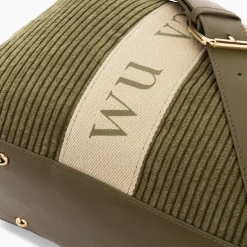 Sac Week-End Adrienne Kaki En Velours Cotele