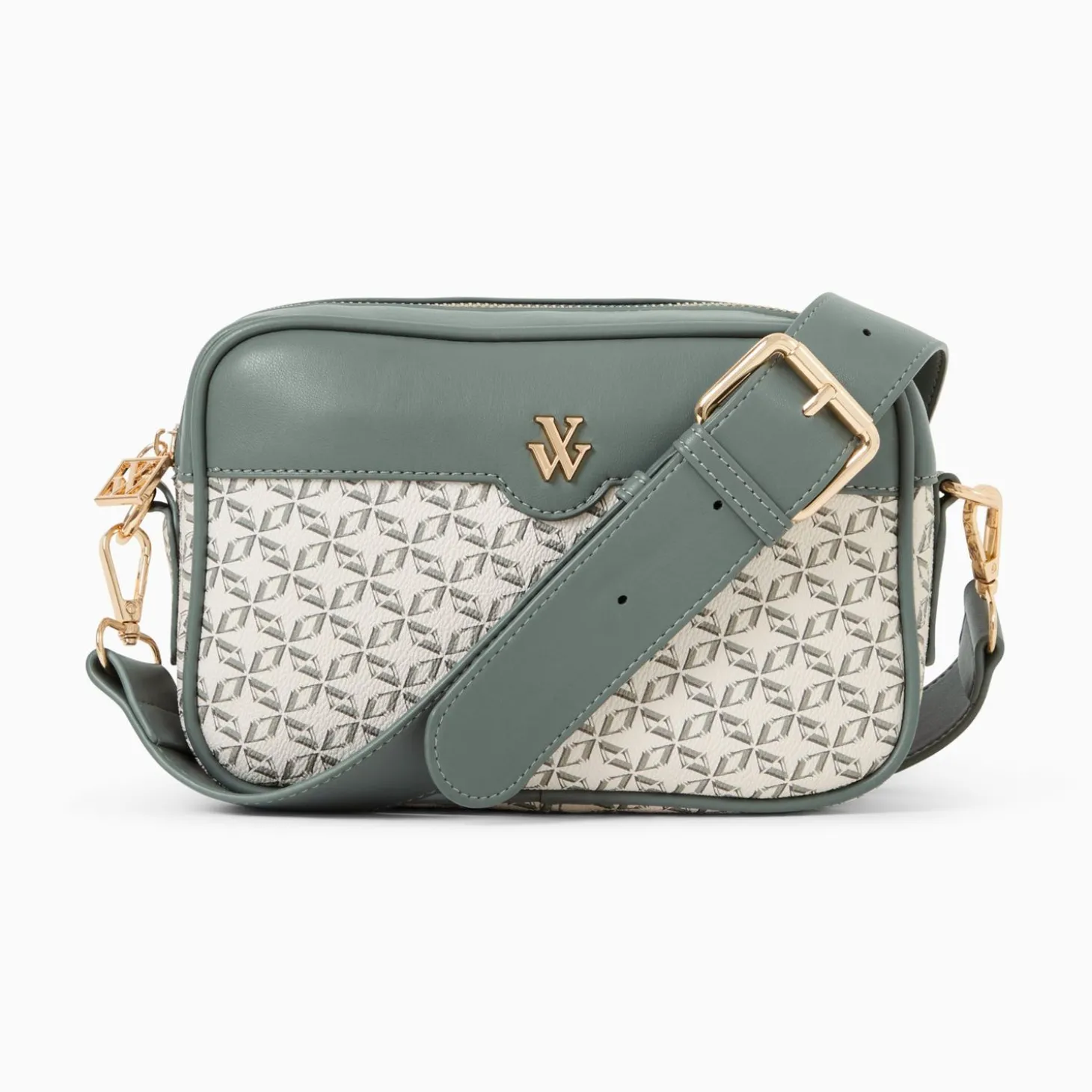 Sacoche Manelle Verte A Toile Monogramme