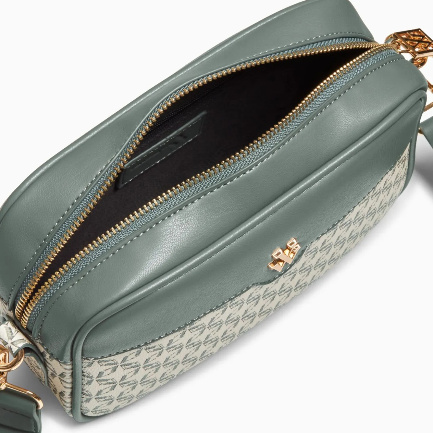 Sacoche Manelle Verte A Toile Monogramme