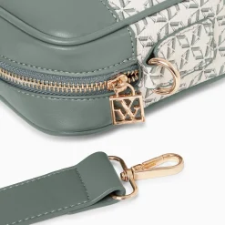 Sacoche Manelle Verte A Toile Monogramme