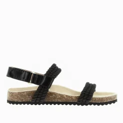 Sandales A Brides Hortense Noires En Cordes