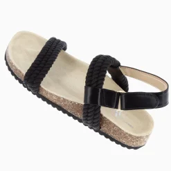 Sandales A Brides Hortense Noires En Cordes