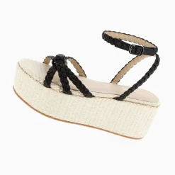 Sandales A Plateforme Et Brides Tressees Catalina Noires