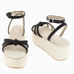 Sandales A Plateforme Et Brides Tressees Catalina Noires