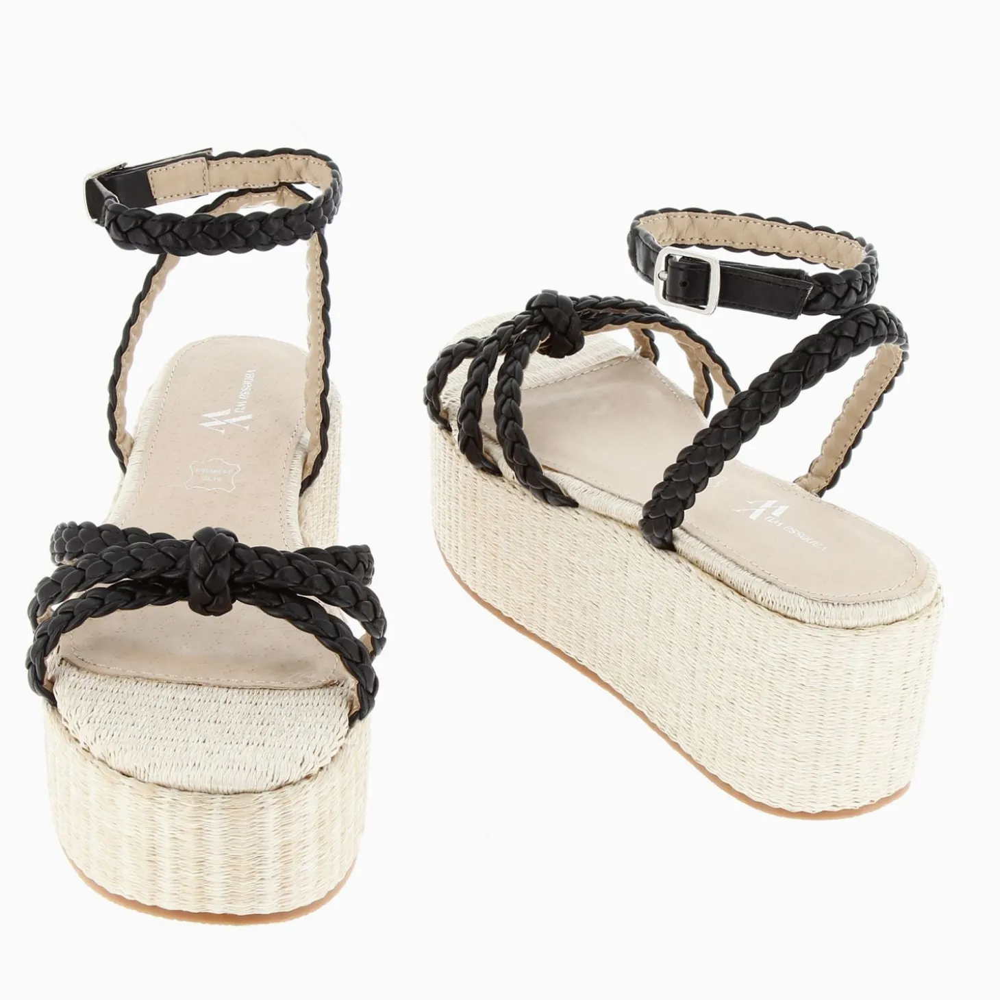 Sandales A Plateforme Et Brides Tressees Catalina Noires