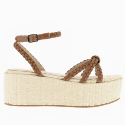 Sandales A Plateforme Et Brides Tressees Catalina Camel