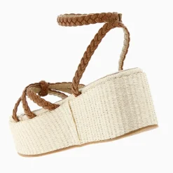 Sandales A Plateforme Et Brides Tressees Catalina Camel