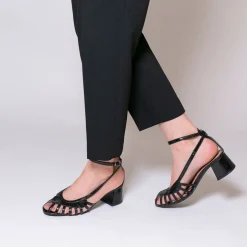 Sandales A Talon Ajourees Murielle Noires