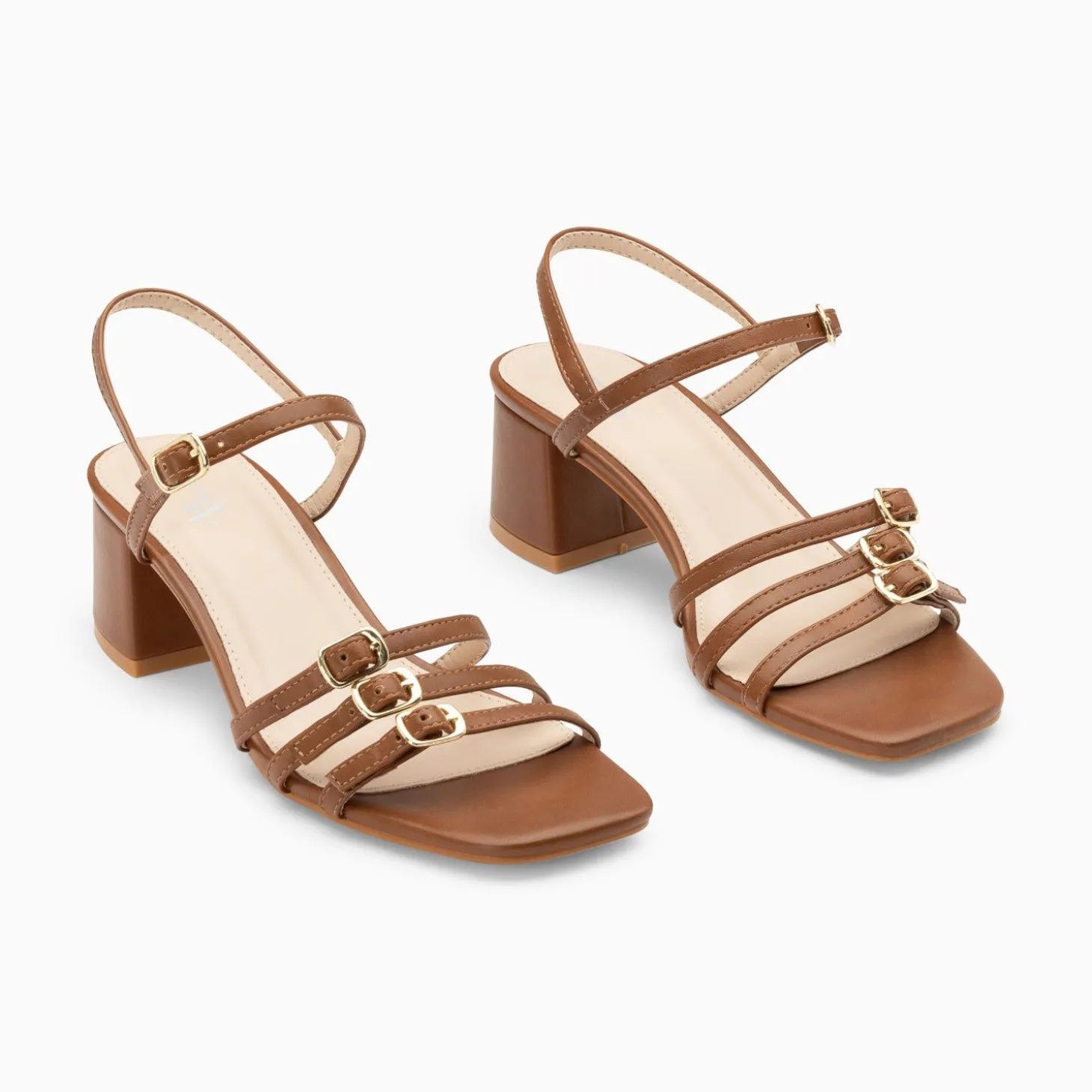 Sandales A Talon Alexandra Multibrides Brunes