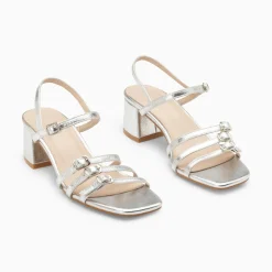 Sandales A Talon Alexandra Multibrides Argent