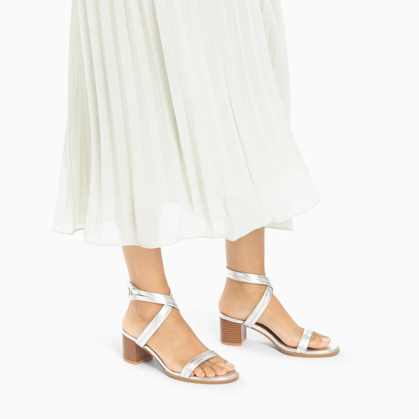 Sandales A Talon Bella Argent A Doubles Brides