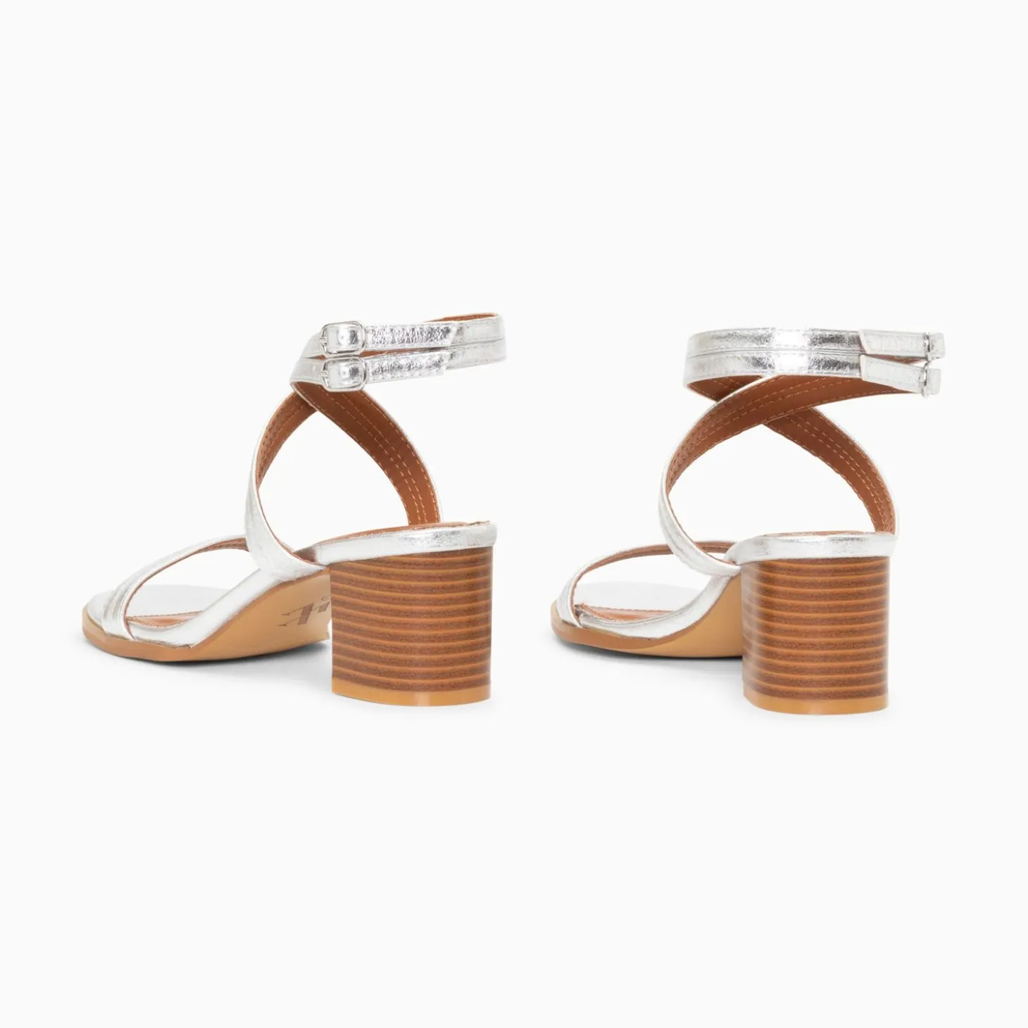 Sandales A Talon Bella Argent A Doubles Brides
