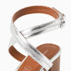 Sandales A Talon Bella Argent A Doubles Brides