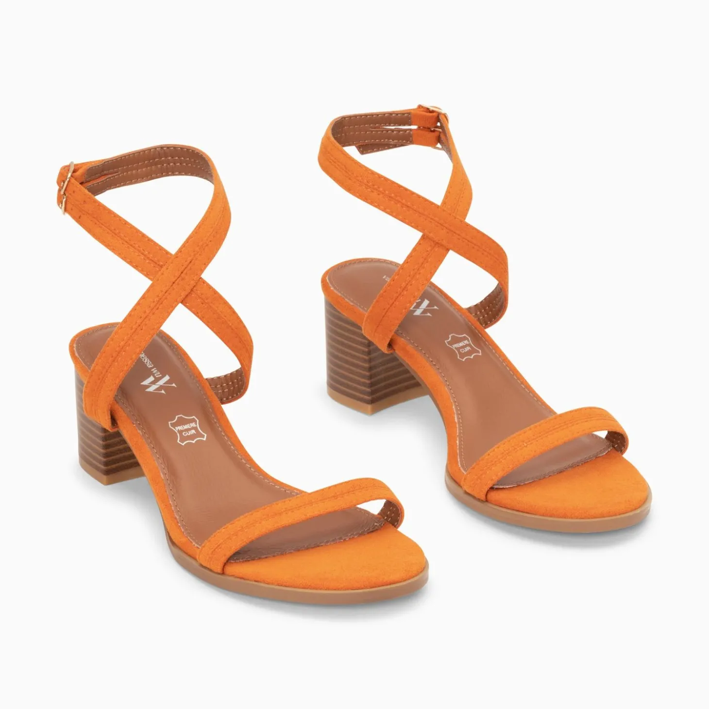 Sandales A Talon Bella Orange A Doubles Brides
