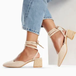 Sandales A Talon Inna Beiges A Lacets