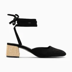 Sandales A Talon Inna Noires A Lacets