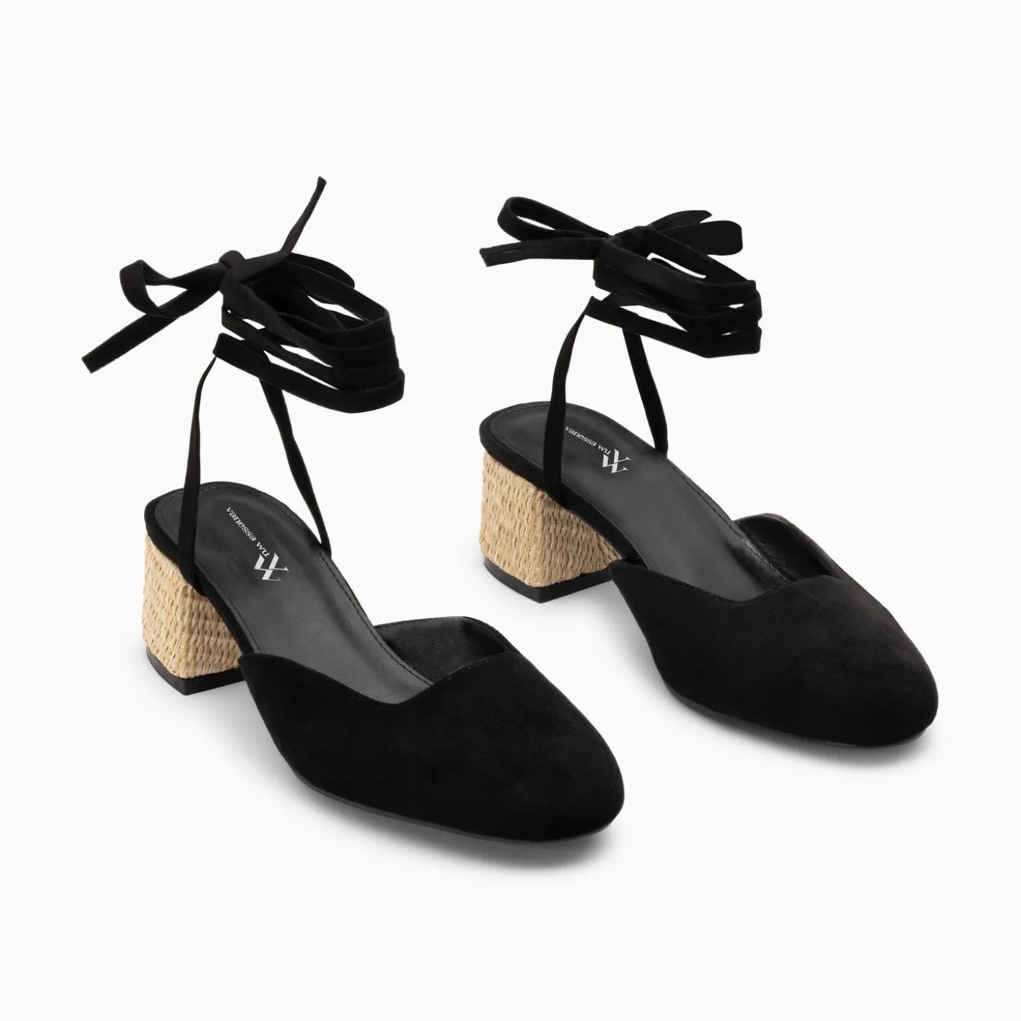 Sandales A Talon Inna Noires A Lacets