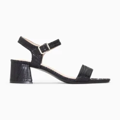 Sandales A Talon Jenna Noires En Tissu Jacquard