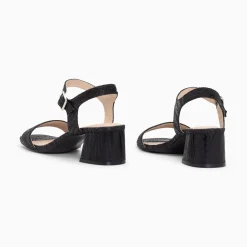 Sandales A Talon Jenna Noires En Tissu Jacquard
