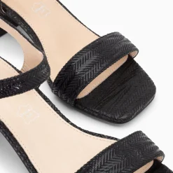 Sandales A Talon Jenna Noires En Tissu Jacquard