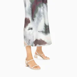 Sandales A Talon Minimalistes Tiphaine Tissees Blanc Et Or