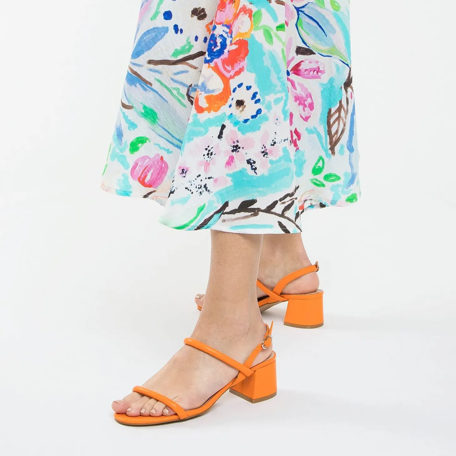 Sandales A Talon Minimalistes Oriane Orange