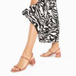 Sandales A Talon Minimalistes Tiphaine Tissees Orange Et Or