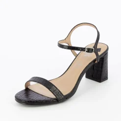 Sandales A Talon Tessa Noires Effet Croco