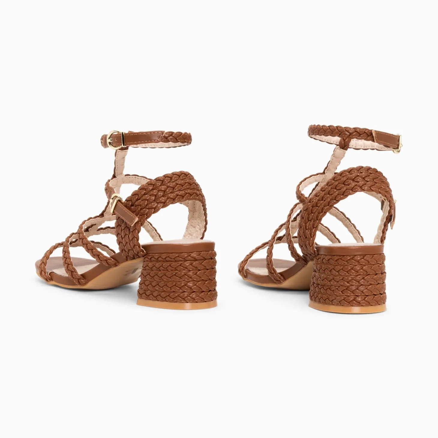 Sandales A Talon Tressees Claudia Camel