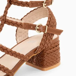 Sandales A Talon Tressees Claudia Camel
