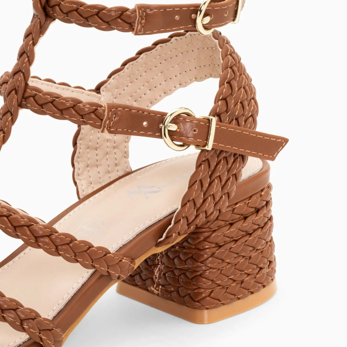 Sandales A Talon Tressees Claudia Camel