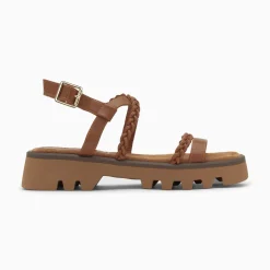 Sandales Bonnie Camel A Brides Tressees Et Plateforme Crantee