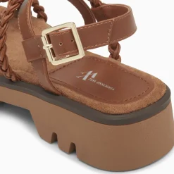 Sandales Bonnie Camel A Brides Tressees Et Plateforme Crantee