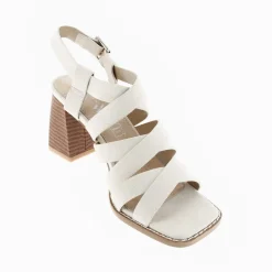 Sandales Carrie Beige Clair A Multibrides Croisees Et Talon Haut