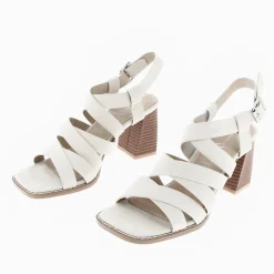 Sandales Carrie Beige Clair A Multibrides Croisees Et Talon Haut